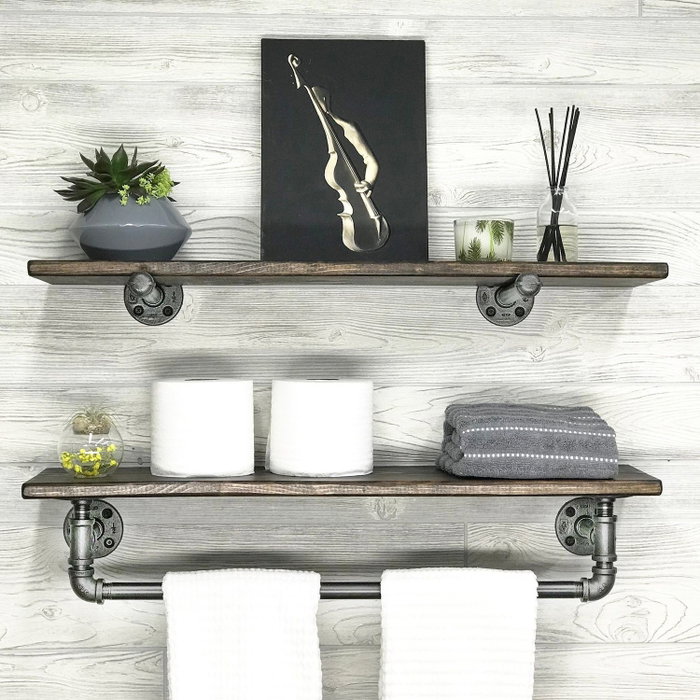 Hanah Home Estantería de Tubo Boruraf113 Nogal y Negro